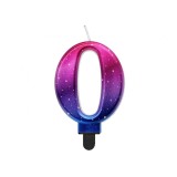 Lumanare tort cifra model Night Sky metalizat 8 cm-Tip Cifra 0