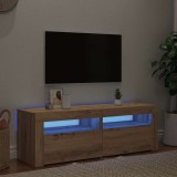 vidaXL Dulap TV cu LED stejar artizanal 120x35x40 cm lemn prelucrat