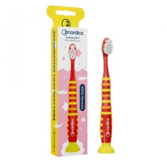 Periuta de dinti copii PREMIUM, 10500 filamente, super moale, rosu, Nordics