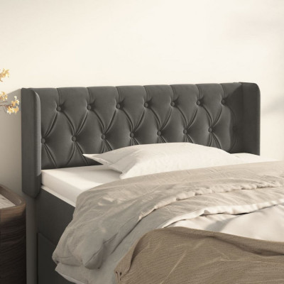 vidaXL Tăblie de pat cu aripioare gri &amp;icirc;nchis 93x16x78/88 cm catifea foto