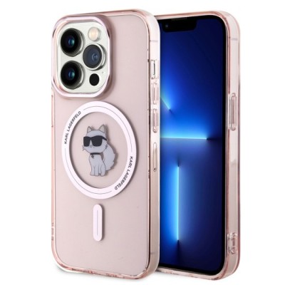 Husa pentru iPhone 15 Pro - Karl Lagerfeld IML MagSafe (KLHMP15LHFCCNOP) - Pink Choupette foto