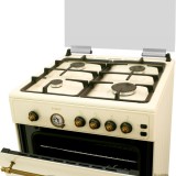 Aragaz rustic SR660G4C, 4 arzatoare, Gratare din fonta, 55 litri, Lumina cuptor, Bej