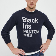 United Colors of Benetton pulover din amestec de lana X Pantone barbati, culoarea albastru marin, light