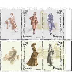 2003, LP 1623a - Moda Secolului XX, serie de 4 valori cu 2 viniete, MNH