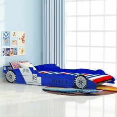 Pat pentru copii masina de curse 90 x 200 cm, albastru foto