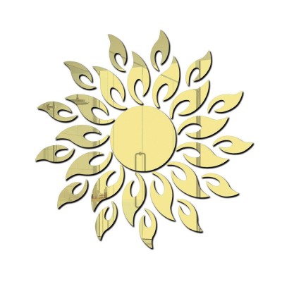 Set 27 Oglinzi Acrilice din PVC, Autoadezive pentru Decorarea Peretilor, Soare cu 26 de Raze, Auriu, Original foto