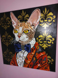 Pisica aristocrata pictura in ulei 1, Animale, Altul
