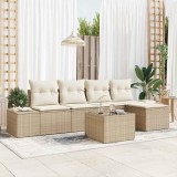 vidaXL Set de canapele pentru grădină cu pernă 6 pcs Bej și crem