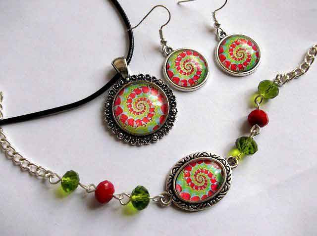 set bijuterii mandala. bratara, cercei si pandantiv 32954