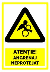 Semn atentie angrenaj neprotejat foto