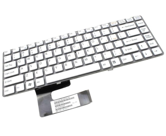 Tastatura Sony Alba Vaio VGN NW160 layout US fara rama enter mic, Vaio VGN NW180 layout US fara rama enter mic