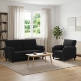 Cumpara ieftin Set de canapea 2 pcs Negru Catifea