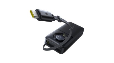 Baseus Free2Pull powerbank cu cablu, 10000mAh, 30W (negru) foto