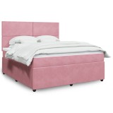 VidaXL Pat box spring cu saltea, roz, 180x200 cm, catifea 3292405