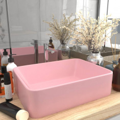 vidaXL Chiuveta de baie lux, roz mat, 41 x 30 x 12 cm, ceramica foto