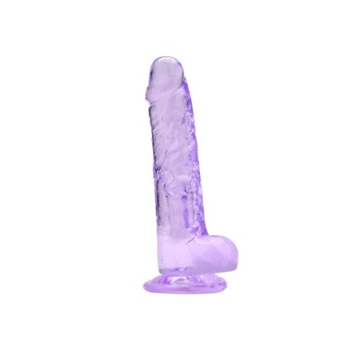 Realiste cu testicule - Loving Joy 17,5 cm Dildo cu Testicule Violet Aspect Realist Membru cu Vene in Relief Ventuza de Suctiune foto