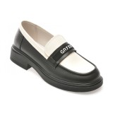 Mocasini GRYXX alb-negru, 23012, din piele naturala