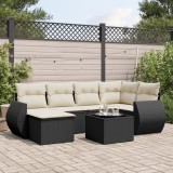 Cumpara ieftin Gossi set canapele de gradina cu perne, 7 piese, negru, poliratan