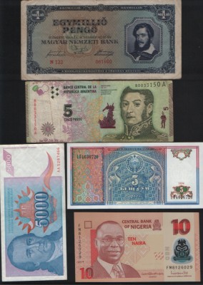 Set 5 bancnote de prin lume adunate (cele din imagini) #193 foto