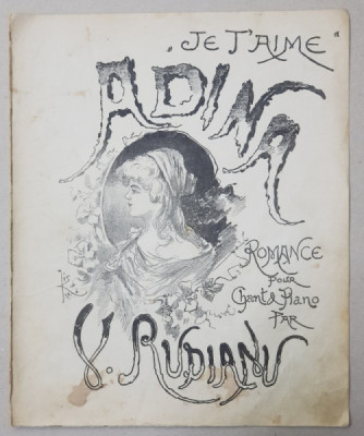 PARTITURA ILUSTRATA CU O LITOGRAFIE DE CONSTANTIN JIQUIDI ( 1865 - 1899 ) , DATATA 1896 foto