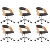 Scaune pivotante, 6 buc. negru, lemn curbat &amp; piele ecologica