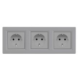 Nova III trei prize cu &icirc;mpăm&acirc;ntare 16A 250V cu cadru gri