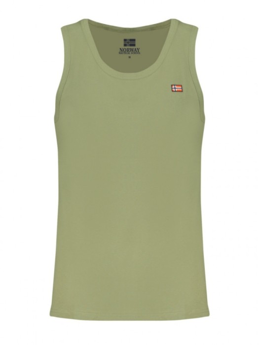 Maiou barbati, cu imprimeu cu logo, Regular fit, Verde inchis, L