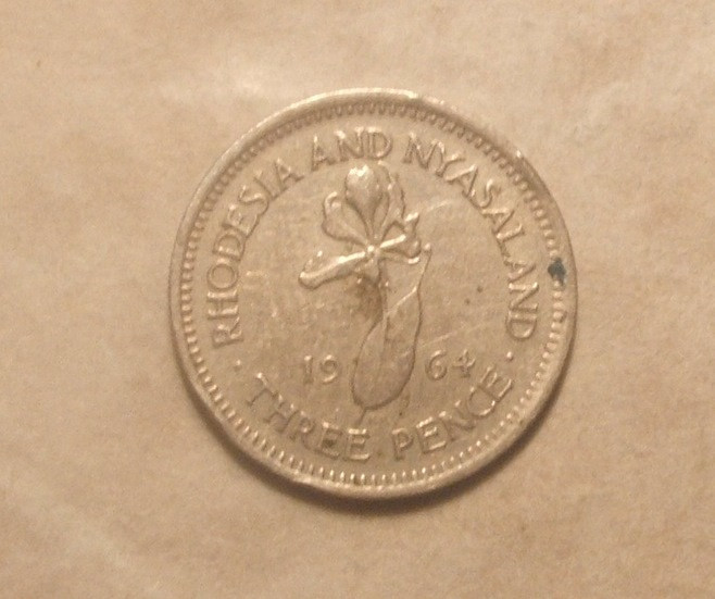 RHODESIA SI NYASALAND 3 PENCE 1964