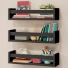 Set 3 Rafturi Decorative Negre 41x12x10 cm Nature Supplies, Lemn, Montaj Facil, Raft perete, Raft carti, Raft decorativ