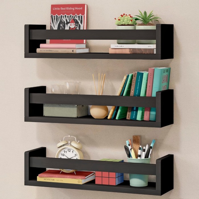 Set 3 rafturi decorative Nature Supplies, 41 x 12 x 10 cm, negru