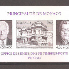 Monaco 1987 - 50 de ani de Emitere de Timbre in Monaco (colita NEDANTELATA), MNH