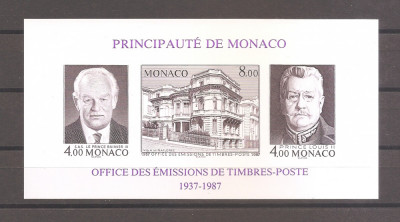 Monaco 1987 - 50 de ani de Emitere de Timbre in Monaco (colita NEDANTELATA), MNH foto