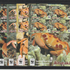 Aitutaki 2014- Fauna,WWF,Crustacee,Crabi,coli suvenir 4 serii,MNH,Mi.923-926KB