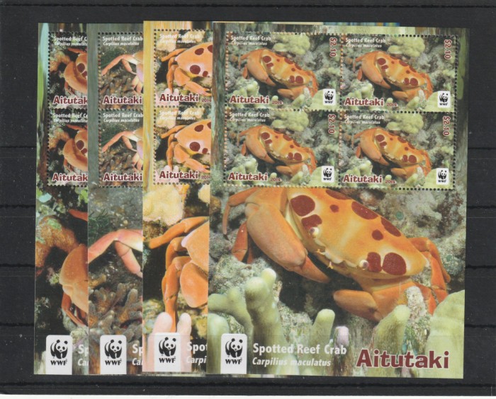 Aitutaki 2014- Fauna,WWF,Crustacee,Crabi,coli suvenir 4 serii,MNH,Mi.923-926KB