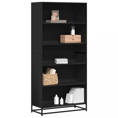 Gossi biblioteca, negru, 80,5x35x170,5 cm, lemn prelucrat foto