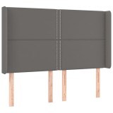 Cumpara ieftin Tablie de pat cu aripioare gri 147x16x118/128 cm piele eco