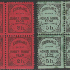 1906 Romania, Hohe Rinne 2h+5h serie in blocuri de 4 timbre nestampilate