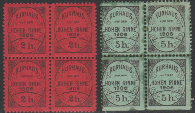 1906 Romania, Hohe Rinne 2h+5h serie in blocuri de 4 timbre nestampilate foto