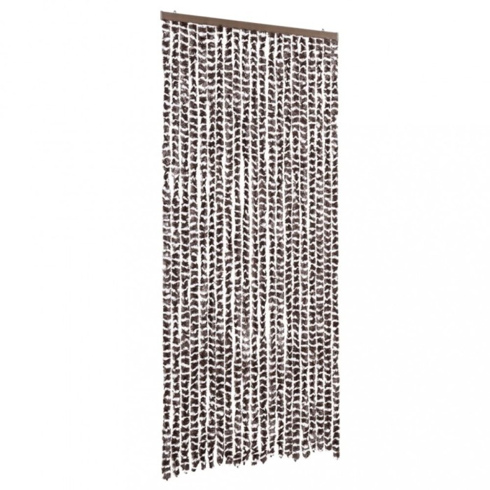Perdea pentru insecte, maro si alb, 90 x 220 cm, chenille