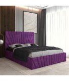 Pat Tapitat Toma Mov + Saltea Lux Ortopedica 160x200cm