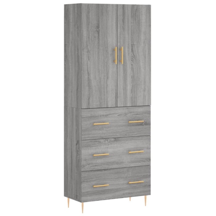 Dulap inalt, gri sonoma, 69,5x34x180 cm, lemn compozit
