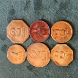 Lot 6 jetoane 1 LEU , 2 LEI , 3 LEI , diferite