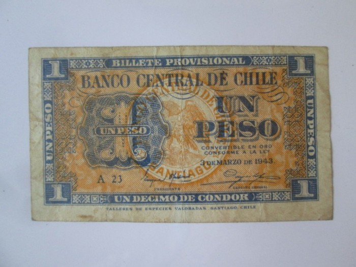 Rara! Chile 1 Peso 1943 A la cel mai mic pret