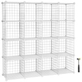 SONGMICS Organizator cu 16 cuburi modulare de depozitare, configurabil, metalic, 123x31x123cm, alb Household NewTrend