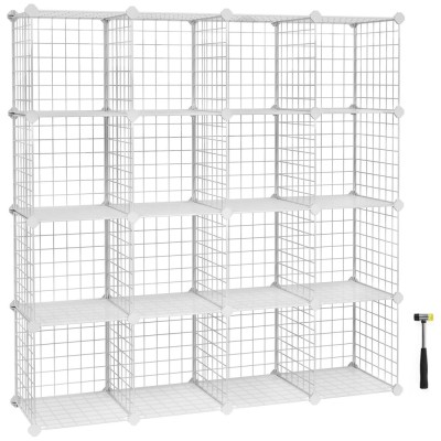 SONGMICS Organizator cu 16 cuburi modulare de depozitare, configurabil, metalic, 123x31x123cm, alb Household NewTrend foto