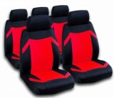 Huse Scaune Auto Universale Negru/Rosu Textil - Compatibil Airbag, Confortabile