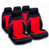 Set huse scaune auto universale, Negru / Rosu, Textil
