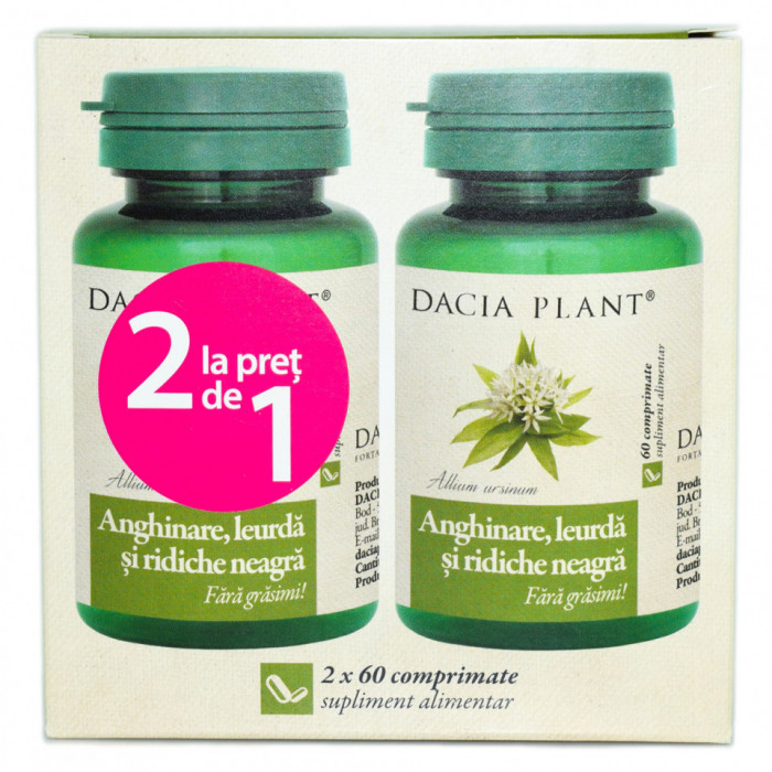 PACHET ANGHINARE, LEURDA SI RIDICHE NEAGRA 60cpr 1+1 (cadou) DACIA PLANT