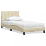 VidaXL Pat cu saltea, Hanko, crem, 100x200 cm, textil 3310515