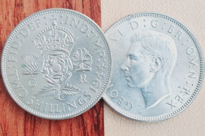 812 Marea Britanie UK Anglia 2 Shillings 1944 George VI km 855 aunc-UNC foto